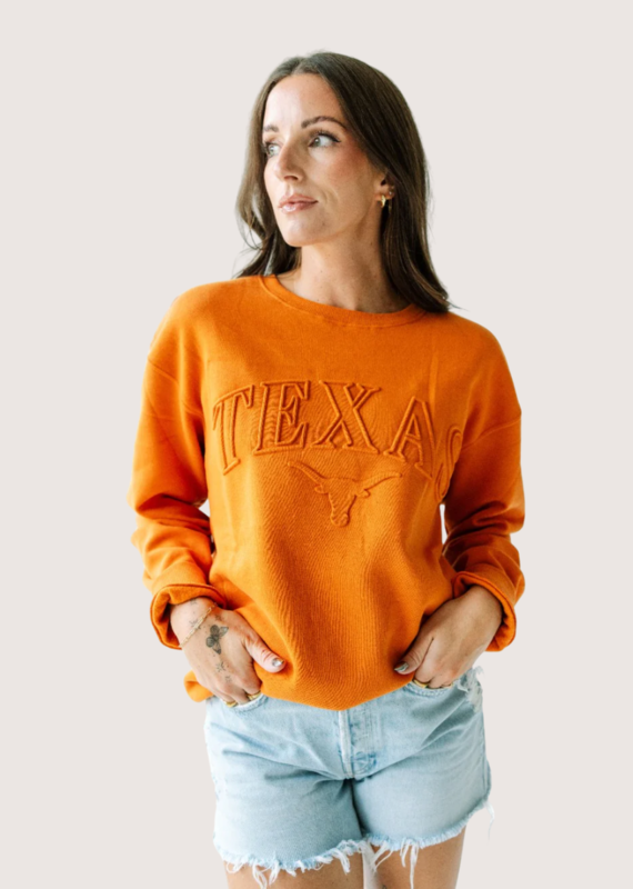 GAMEDAY SOCIAL Texas Embossed Crew Pullover