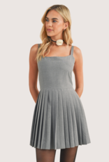 WISHLIST Pleated Skirt Open Back Layering Dress Heather Grey