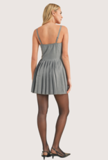 WISHLIST Pleated Skirt Open Back Layering Dress Heather Grey