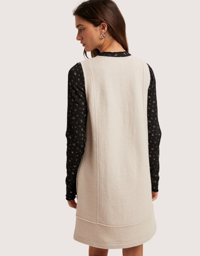 WISHLIST Tweed Button Mini Dress Oatmeal