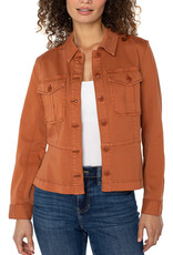 LIVERPOOL LOS ANGELES Peplum Hem Trucker Jacket