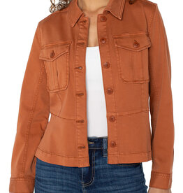 LIVERPOOL LOS ANGELES Peplum Hem Trucker Jacket