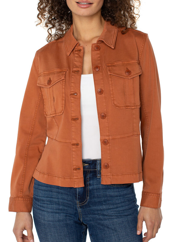 LIVERPOOL LOS ANGELES Peplum Hem Trucker Jacket