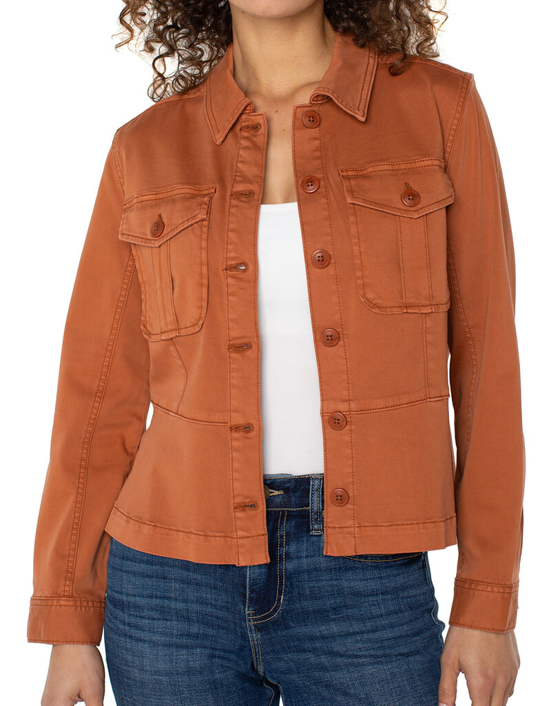 LIVERPOOL LOS ANGELES Peplum Hem Trucker Jacket