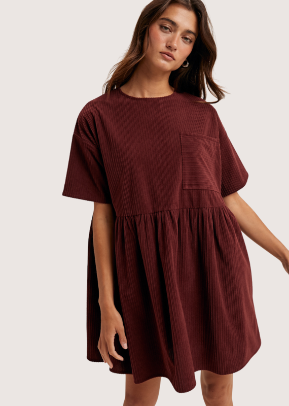 WISHLIST Corduroy Mini Dress Burgundy