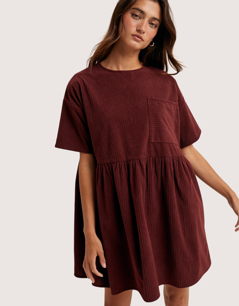 WISHLIST Corduroy Mini Dress Burgundy