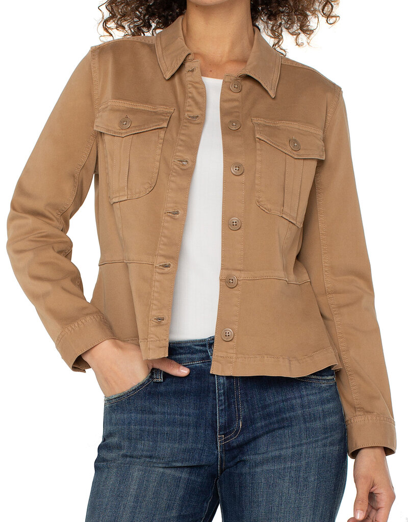 LIVERPOOL LOS ANGELES Peplum Hem Trucker Jacket