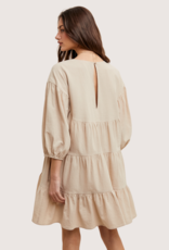 WISHLIST Cotton Tiered Mini Dress with Keyhole Natural