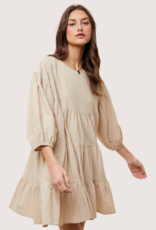 WISHLIST Cotton Tiered Mini Dress with Keyhole Natural