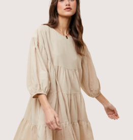 WISHLIST Cotton Tiered Mini Dress with Keyhole Natural