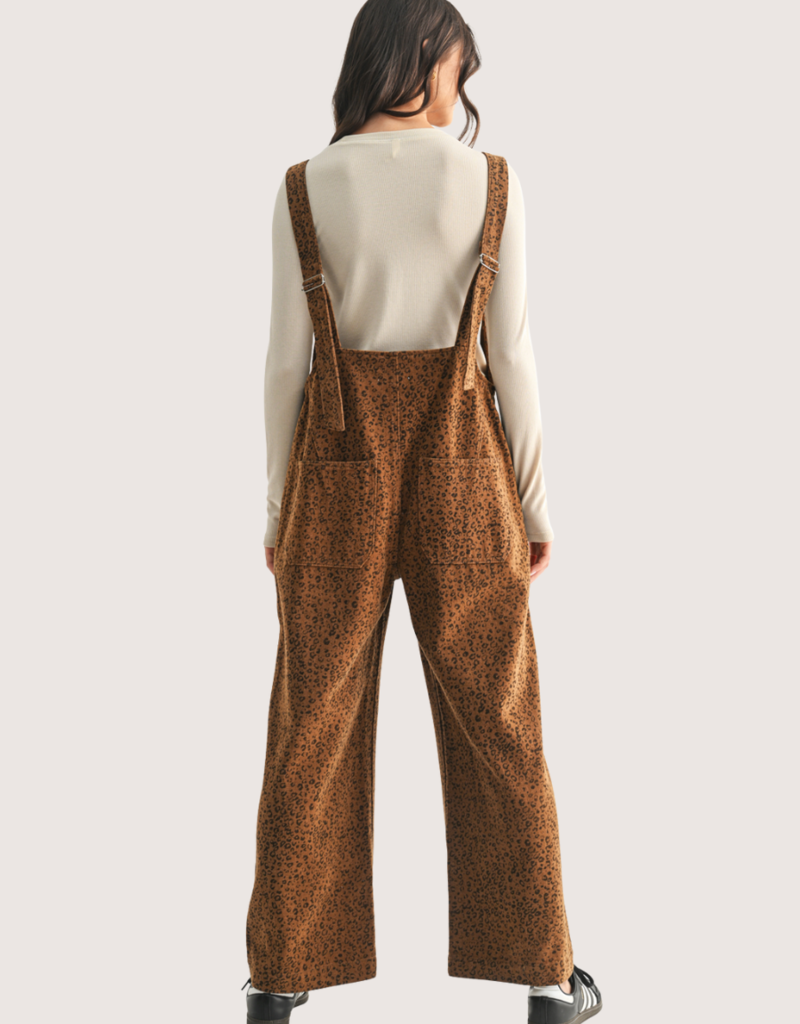 WISHLIST Leopard Button-Up Denim Overall