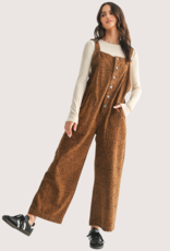 WISHLIST Leopard Button-Up Denim Overall
