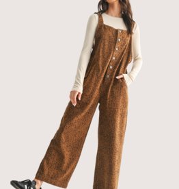 WISHLIST Leopard Button-Up Denim Overall