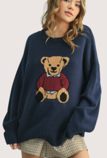 WISHLIST Navy Teddy Bear Pullover Sweater