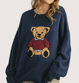 WISHLIST Navy Teddy Bear Pullover Sweater