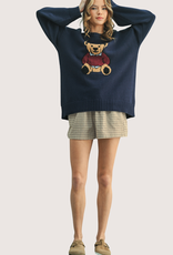 WISHLIST Navy Teddy Bear Pullover Sweater