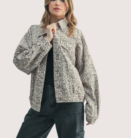 WISHLIST Muted Leopard Denim Jacket