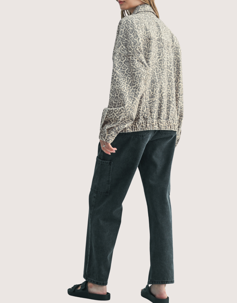 WISHLIST Muted Leopard Denim Jacket