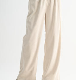 WISHLIST Elastic Waistband Ecru Corduroy Pants