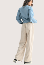 WISHLIST Elastic Waistband Ecru Corduroy Pants