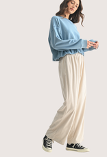 WISHLIST Elastic Waistband Ecru Corduroy Pants