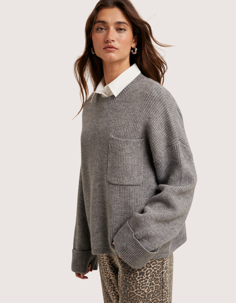 WISHLIST Oversized Drop Shoulder Knit Sweater Grey