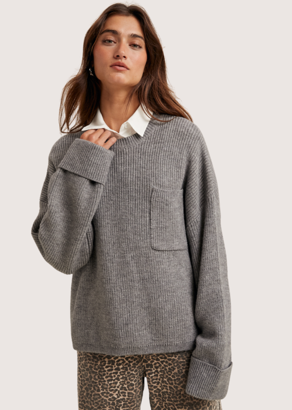 WISHLIST Oversized Drop Shoulder Knit Sweater Grey