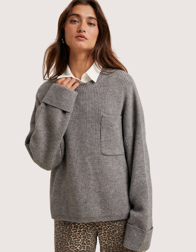 WISHLIST Oversized Drop Shoulder Knit Sweater Grey