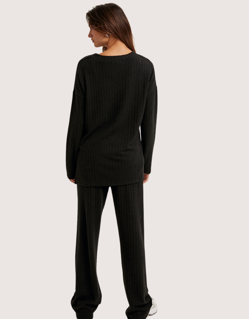 WISHLIST Ribbed Knit Lounge Set Black