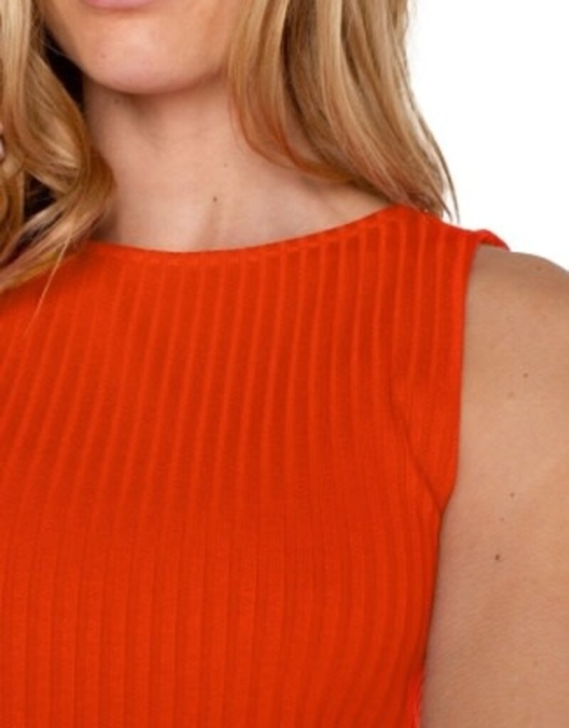 Sleeveless Boat Neck Rib Knit Top