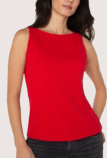 Sleeveless Boat Neck Rib Knit Top