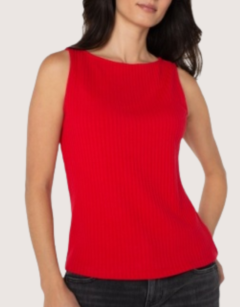 Sleeveless Boat Neck Rib Knit Top