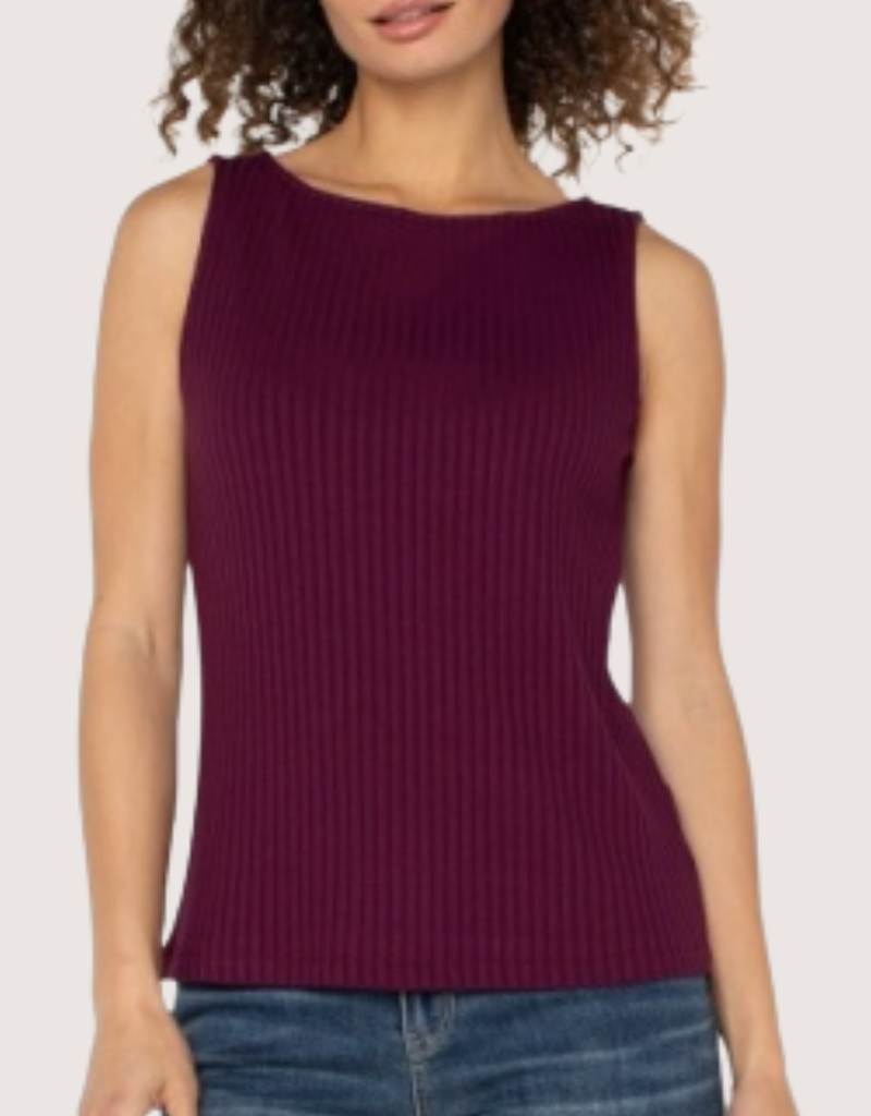 LIVERPOOL LOS ANGELES Sleeveless Boat Neck Rib Knit Top