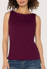 Sleeveless Boat Neck Rib Knit Top