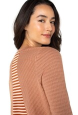 LIVERPOOL LOS ANGELES Long Slv Crew Neck Knit Top w/ Seaming