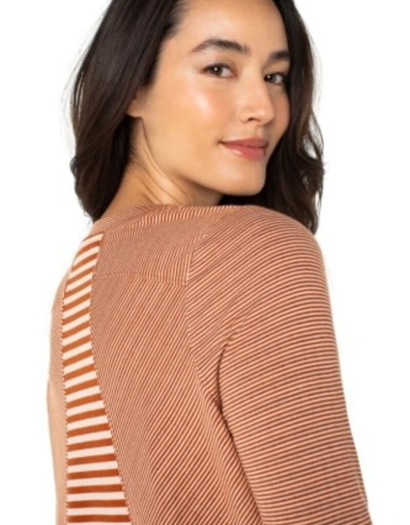 LIVERPOOL LOS ANGELES Long Slv Crew Neck Knit Top w/ Seaming