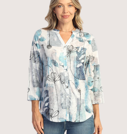 JESS & JANE Mandarin Collar Button Down Shirt Dee Dee