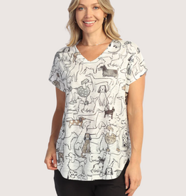 JESS & JANE V Neck Dolman Sleeve Top Paw Pals