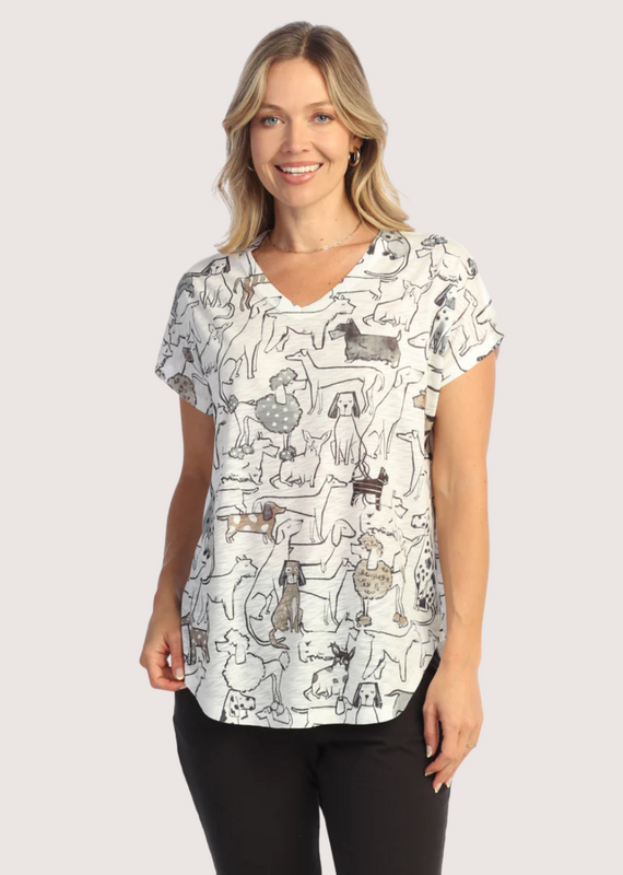 JESS & JANE V Neck Dolman Sleeve Top Paw Pals