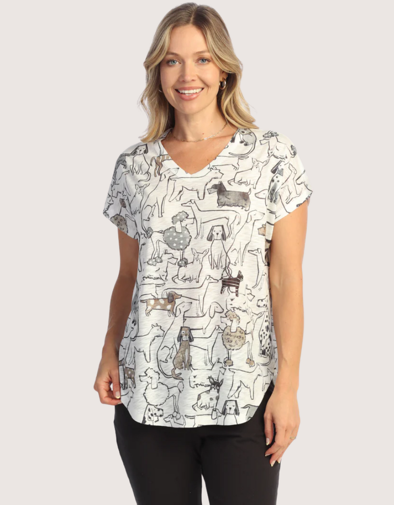 JESS & JANE V Neck Dolman Sleeve Top Paw Pals