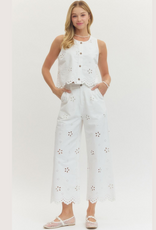 ENTRO White Eyelet Embroidered Top and Pant Set