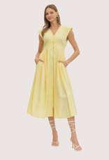 ENTRO Yellow Zip Front Midi Dress