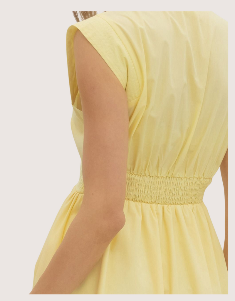 ENTRO Yellow Zip Front Midi Dress