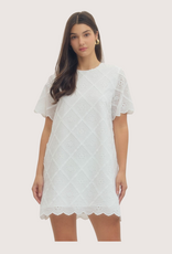 ENTRO White Diamond Eyelet Short Sleeve Mini Dress