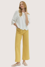 ENTRO High Waist Scallop Trim Wide Leg Pant Yellow