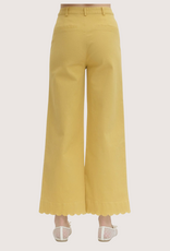 ENTRO High Waist Scallop Trim Wide Leg Pant Yellow