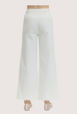 ENTRO High Waist Scallop Trim Wide Leg Pant Off White