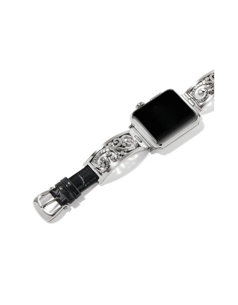 BRIGHTON Irvine Watch Black Leather Silver  Band