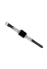 BRIGHTON Irvine Watch Black Leather Silver  Band