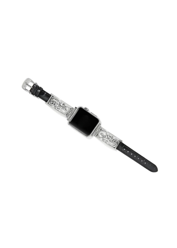 BRIGHTON Irvine Watch Black Leather Silver  Band